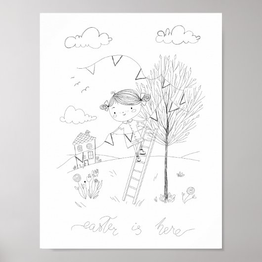 Ostern Zeichne hier Tinte Poster (Vorne)