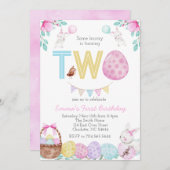 Ostern Zweiten Geburtstag, Ein Hase ist TWo! Einladung (Vorne/Hinten)