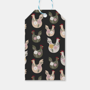 Osternahtloses Muster mit Huhn. Geschenkanhänger