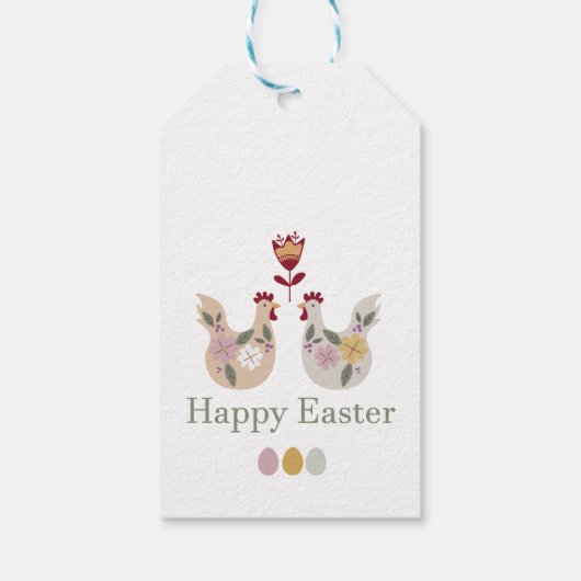 Osternahtloses Muster mit Huhn. Geschenkanhänger (Rückseite)