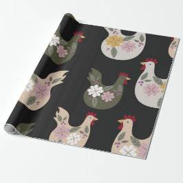 Osternahtloses Muster mit Huhn. Geschenkpapier
