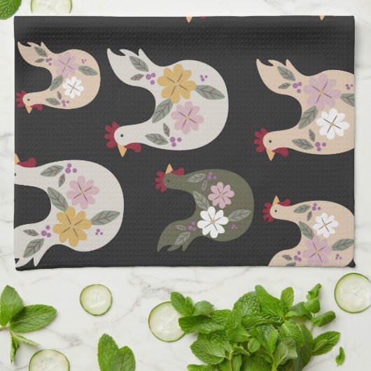 Osternahtloses Muster mit Huhn. Geschirrtuch (Gefaltet)