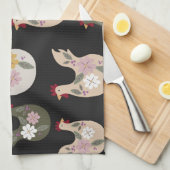 Osternahtloses Muster mit Huhn. Geschirrtuch (Viertel Falte)