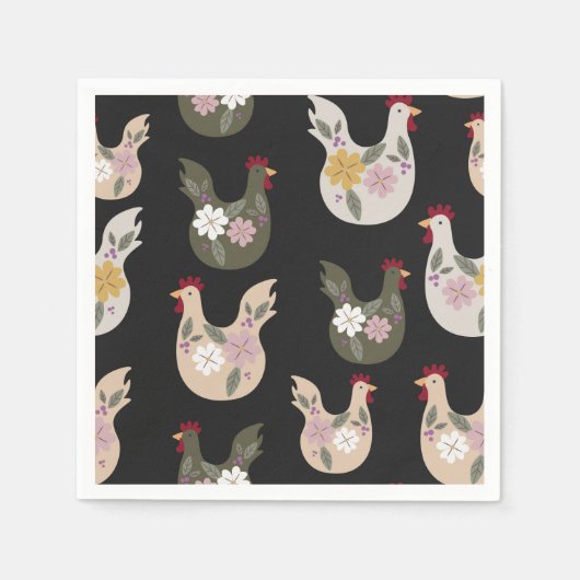 Osternahtloses Muster mit Huhn. Serviette (Vorderseite)