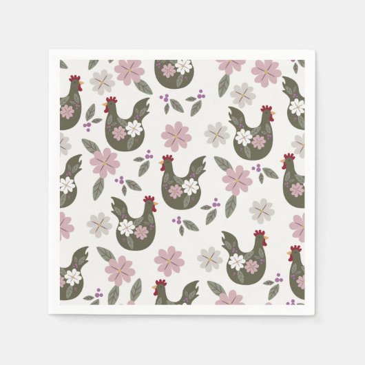 Osternahtloses Muster mit Huhn. Serviette (Vorderseite)