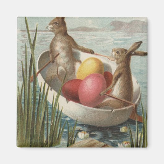 OsternBunnies in einem Boot mit farbigen Eiern Magnet (Vorne)