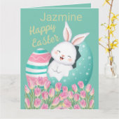 Osternbunny Egg Tulips Karte (Gelbe Blume)