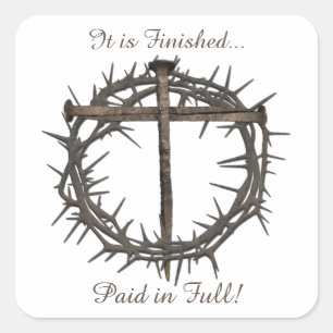 OSTERNEN UND KRONEN CHRISTS QUADRATISCHER AUFKLEBER