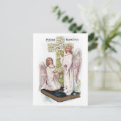 Osternengel im Buch mit Kreuz Feiertagspostkarte (Stehend Vorderseite)