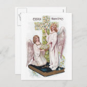 Osternengel im Buch mit Kreuz Feiertagspostkarte (Vorne/Hinten)