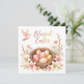 Osternest mit Eiern Einladung (Stehend Vorderseite)