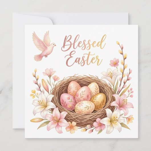 Osternest mit Eiern Einladung (Vorderseite)