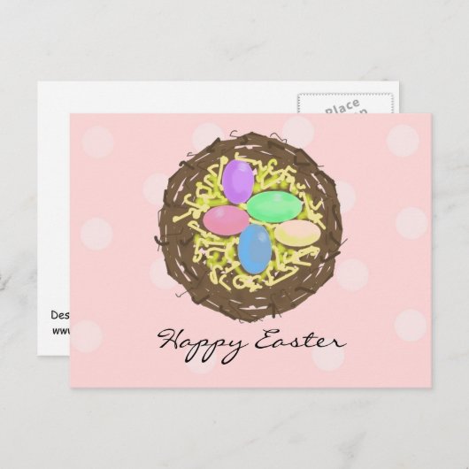 Osternest mit Eiern Feiertagspostkarte (Vorne/Hinten)