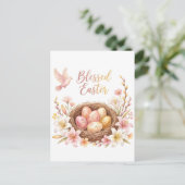 Osternest mit Eiern Postkarte (Stehend Vorderseite)