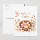 Osternest mit Eiern Postkarte (Vorne/Hinten)