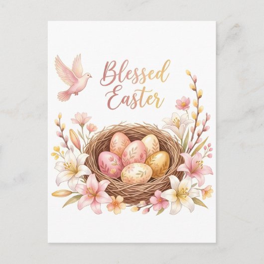 Osternest mit Eiern Postkarte (Vorderseite)