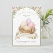 Osternest | Ostereiersuche Einladung (Stehend Vorderseite)