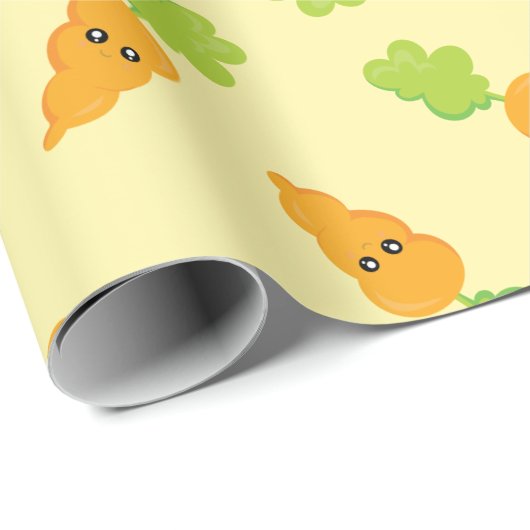 OsterNiedlich Orange Kawaii Carrot Pattern Geschenkpapier (Rolleneckpunkt)
