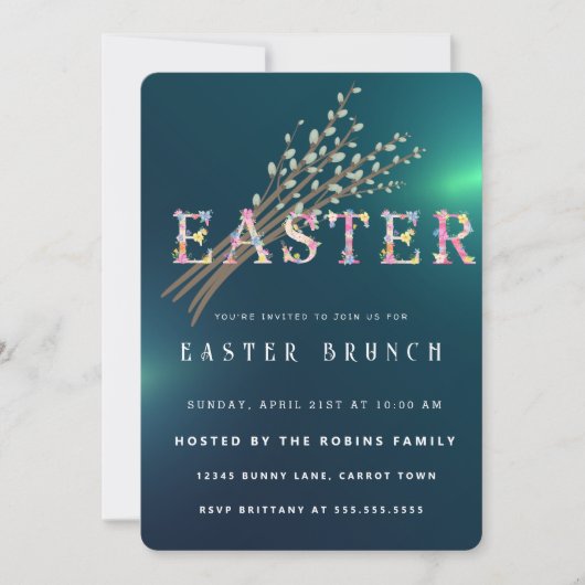 OsterNiedliche Blume Einladung (Vorderseite)