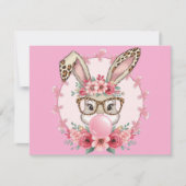 OsterNiedliche Blumenbunny Leopard Geschenk Einladung (Vorderseite)