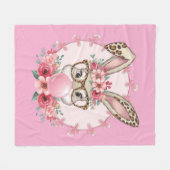 OsterNiedliche Blumenbunny Leopard Geschenk Fleecedecke (Vorderseite (Horizontal))