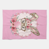 OsterNiedliche Blumenbunny Leopard Geschenk Geschirrtuch (Horizontal)