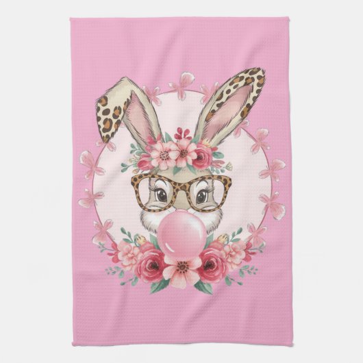 OsterNiedliche Blumenbunny Leopard Geschenk Geschirrtuch (Vertikal)