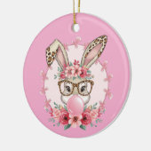 OsterNiedliche Blumenbunny Leopard Geschenk Keramik Ornament (Links)