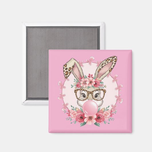 OsterNiedliche Blumenbunny Leopard Geschenk Magnet (Vorderseite/Rückseite)