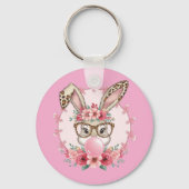 OsterNiedliche Blumenbunny Leopard Geschenk Schlüsselanhänger (Vorderseite)