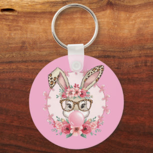 OsterNiedliche Blumenbunny Leopard Geschenk Schlüsselanhänger