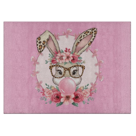 OsterNiedliche Blumenbunny Leopard Geschenk Schneidebrett (Vorderseite)