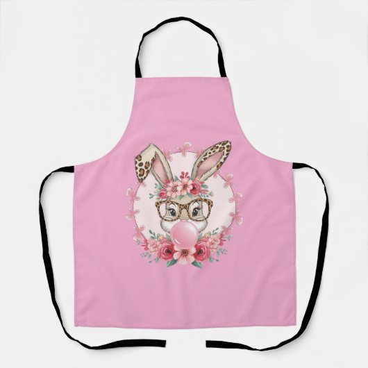 OsterNiedliche Blumenbunny Leopard Geschenk Schürze (Vorderseite)