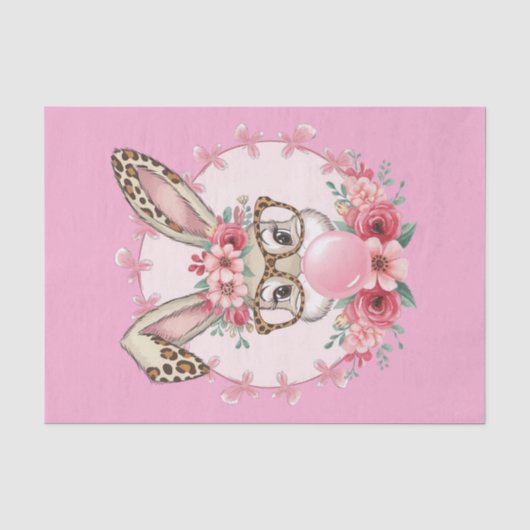 OsterNiedliche Blumenbunny Leopard Geschenk Seidenpapier (Vorderseite)