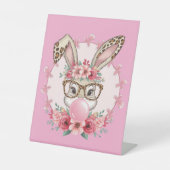 OsterNiedliche Blumenbunny Leopard Geschenk Sockelschild (Vorderseite)