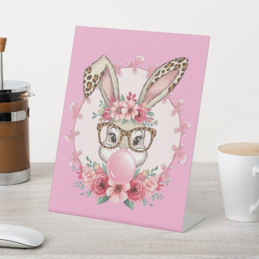 OsterNiedliche Blumenbunny Leopard Geschenk Sockelschild (In SItu)