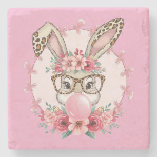 OsterNiedliche Blumenbunny Leopard Geschenk Steinuntersetzer