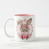 OsterNiedliche Blumenbunny Leopard Geschenk Zweifarbige Tasse (Links)