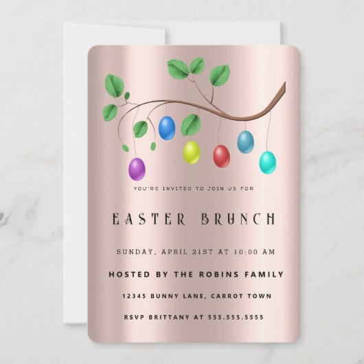 OsterNiedliche Eier der Goldenen Rose Einladung (Vorderseite)