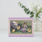 OsterNiedliche Vintage Chicks Girl Lila Blume Postkarte (Stehend Vorderseite)