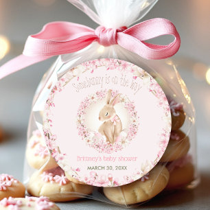 OsterNiedlicher Bunny Spring Pink Girl Babydusche Runder Aufkleber