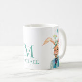 OsterNiedliches Kaninchenfrühlingsprofil Monogramm Kaffeetasse (VorderseiteRechts)