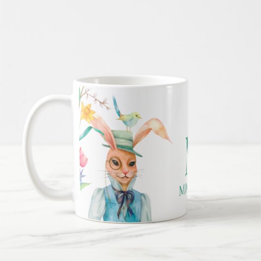 OsterNiedliches Kaninchenfrühlingsprofil Monogramm Kaffeetasse (Links)