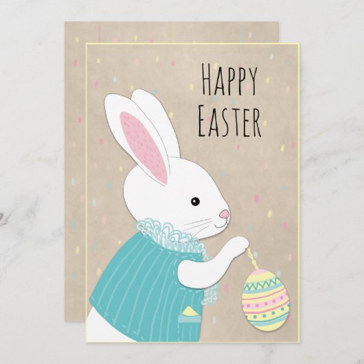 OsterNiedliches Weißes Kaninchen Feiertagskarte (Vorne/Hinten)
