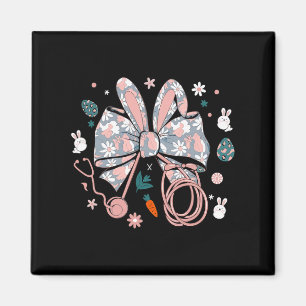 Osternurse Coquette Bow Stethoscope Bunny Scrub Magnet