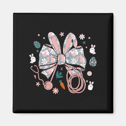 Osternurse Coquette Bow Stethoscope Bunny Scrub Magnet (Vorne)