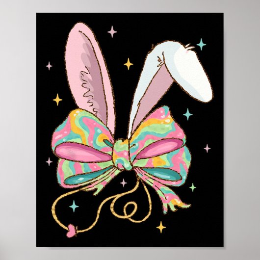 Osternurse Coquette Bow Stethoscope Bunny Scrub Poster (Vorne)