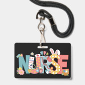 Osternurse Stethoscope Bunny Rabbit Eggs Ausweis (Vorderseite mit Lanyard)