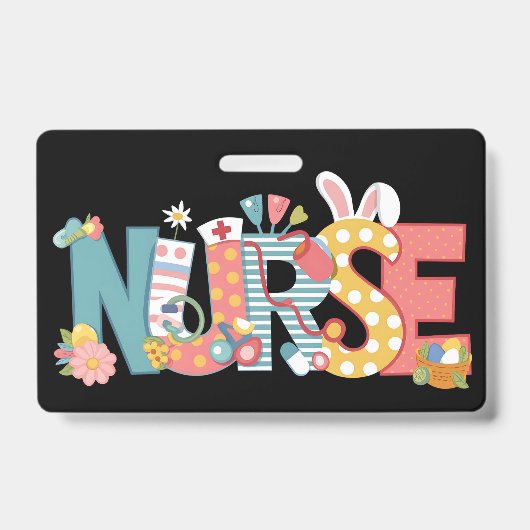 Osternurse Stethoscope Bunny Rabbit Eggs Ausweis (Vorderseite)