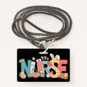 Osternurse Stethoscope Bunny Rabbit Eggs Ausweis (Vorderseite mit Schlüsselband)